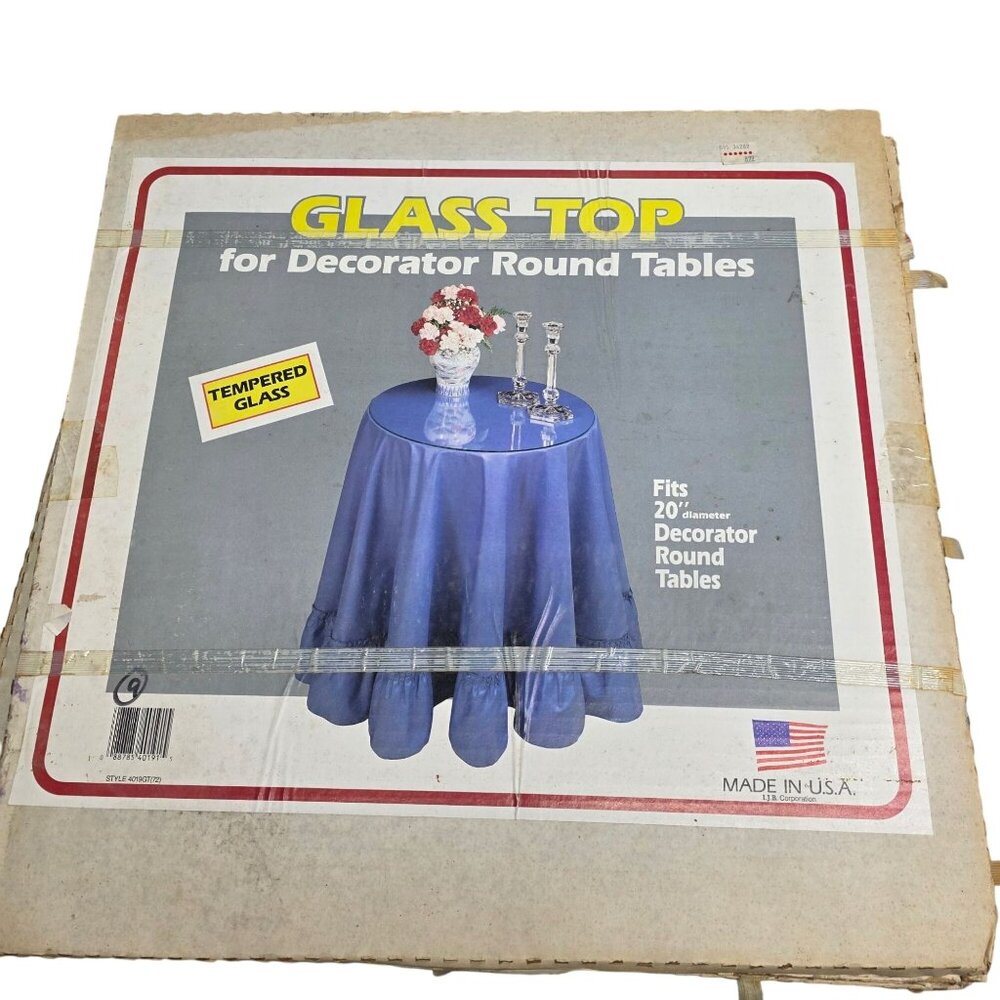 Vintage Glass Top For 20 Decorator Round Tables Tempered Glass Made In USA Style